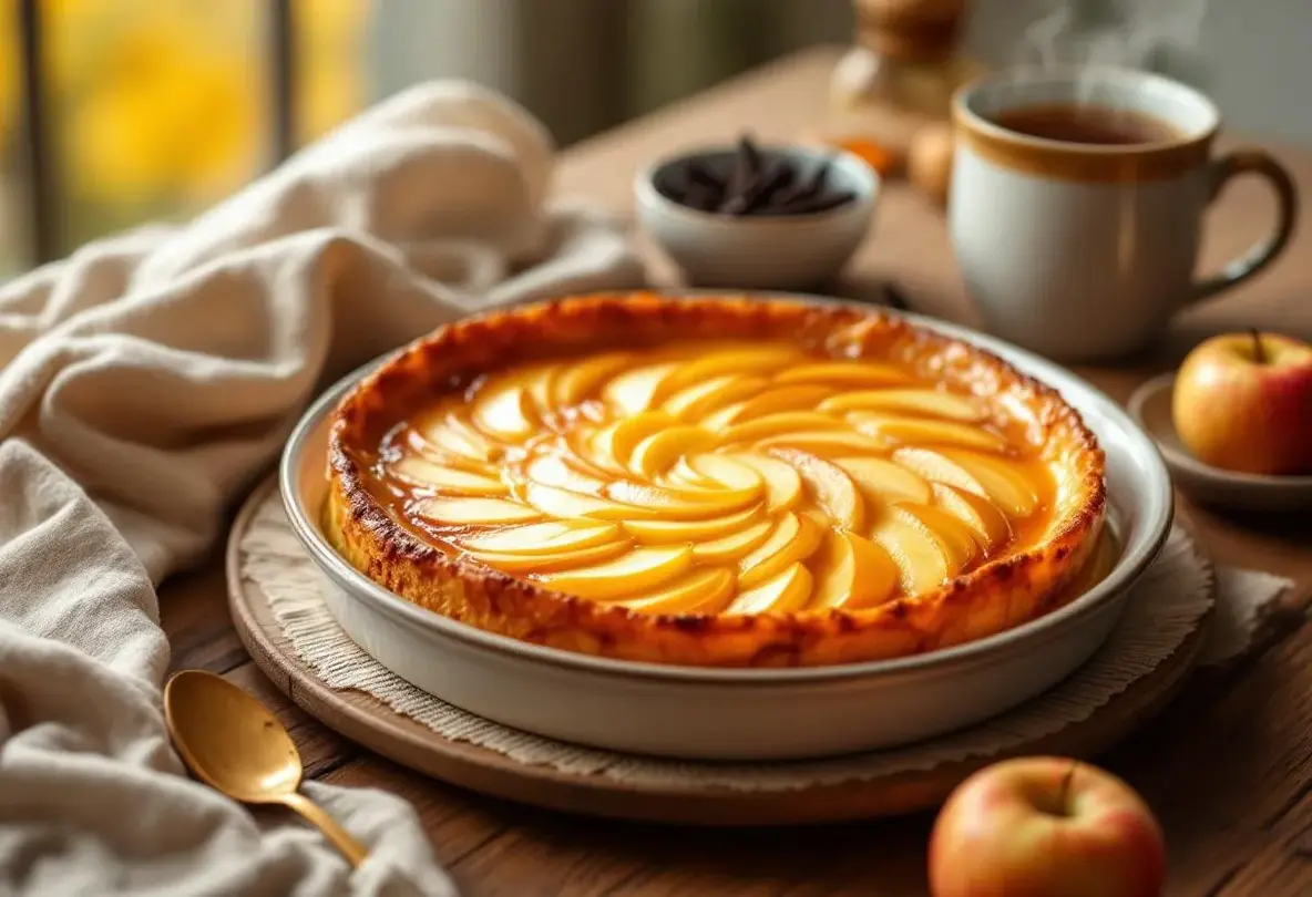 Un flan au parfum vanillé et aux pommes fondantes : la douceur maison de grand-mère qui réchauffe les après-midis d’automne