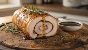 découvrez notre recette facile et savoureuse de rouelle de porc au miel et vinaigre balsamique, un plat tendre et parfumé parfait pour vos repas gourmands.